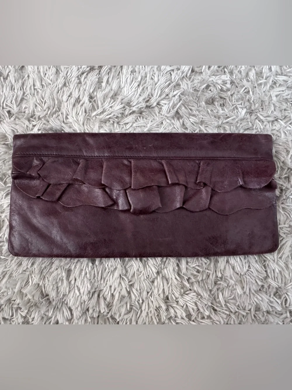 Hobo International Leather Ruffle Clutch - Brown